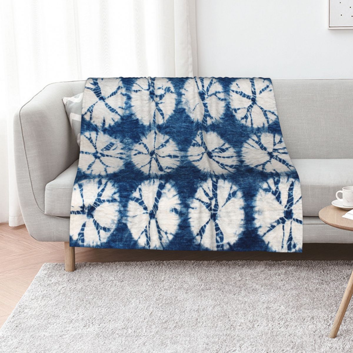 Shibori Tie Dye - Shibori Circles, Indigo, Tie Dye Battaniye,