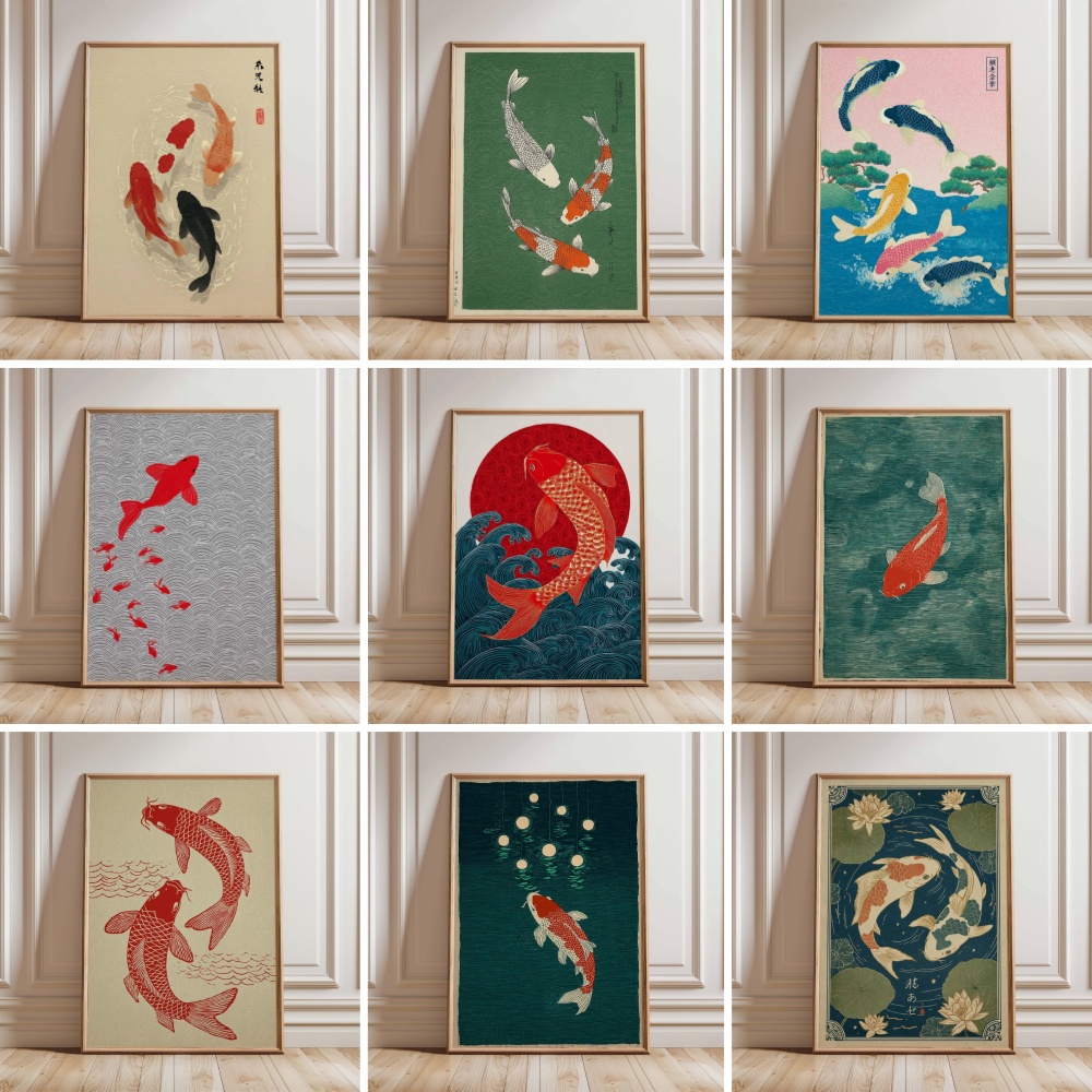 Japanese Zen Lifestyle - Japon Koi Balık Posteri Altın Balık