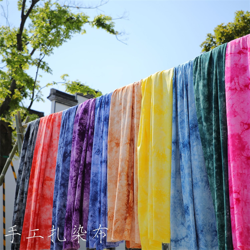 Shibori Tie Dye - 1m Bohemian Shibori Tie-Dye Rayon Kumaş