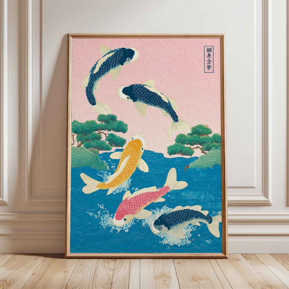 Japon Koi Balık Posteri Altın  - Japanese Zen Lifestyle incelemesi ve fiyatı